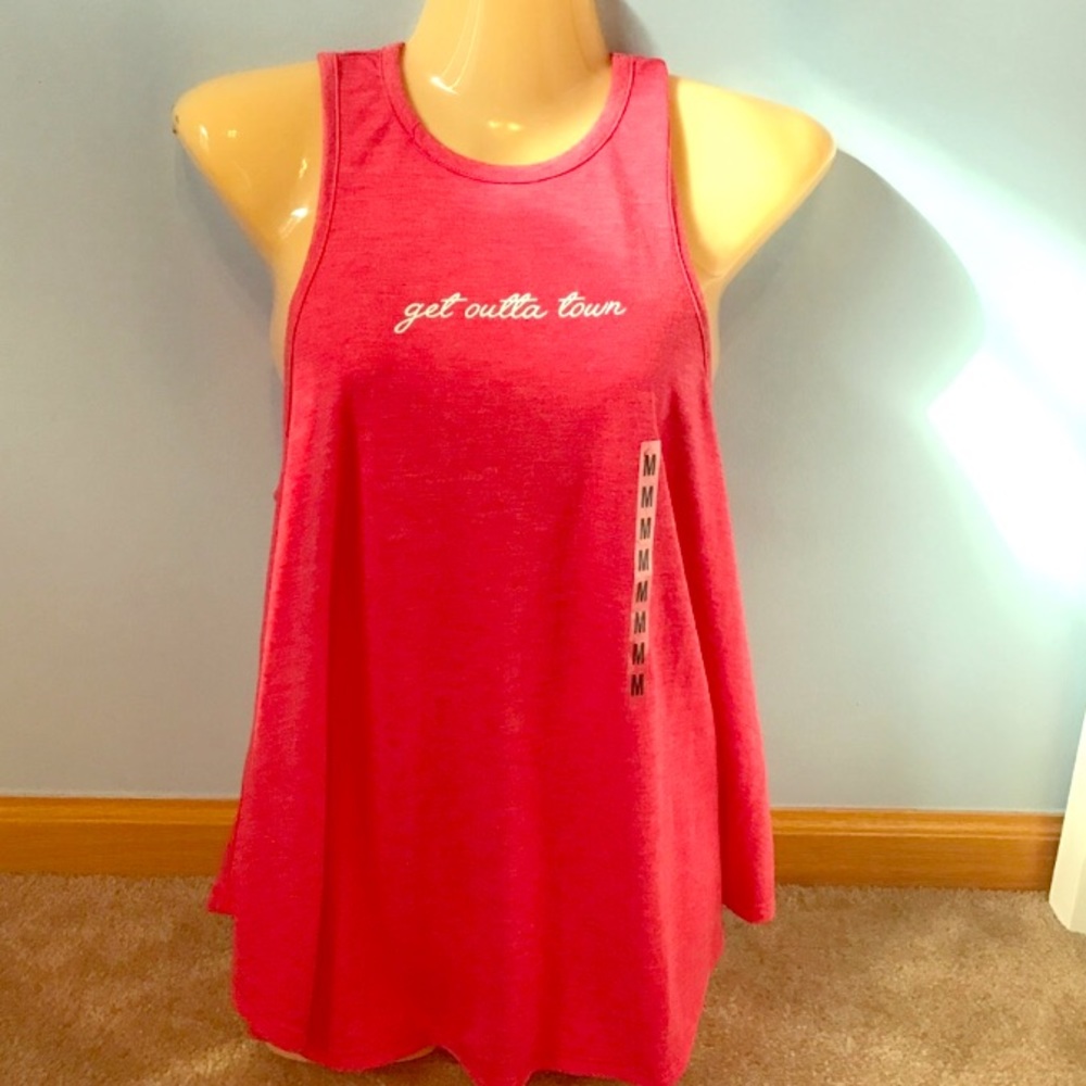 “Get Outta Town” Red Muscle Tee **NWOT**